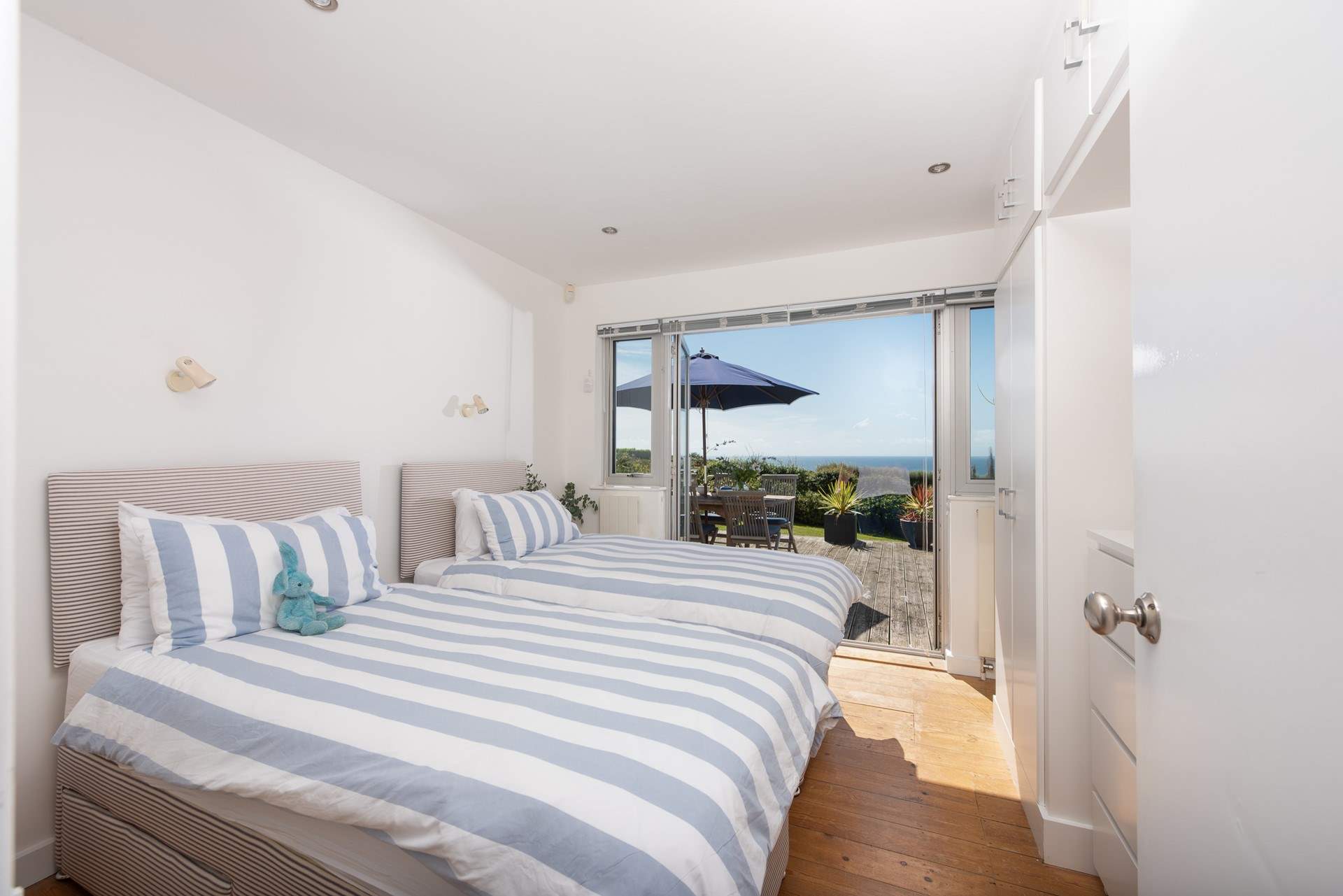 Bedroom 3 also has patio doors which open up onto the decked patio.