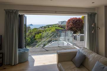 Wonderful views from the living-room out to sea and the Mewstone.