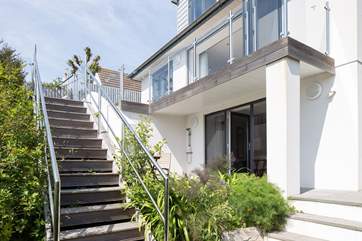 Steps leading to the first floor decked-area.
