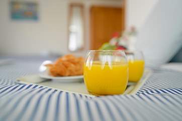 Why not enjoy breakfast in bed and then coffee on your own patio area?