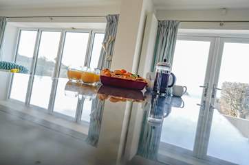 Enjoy the views from the kitchen island no matter what the weather.