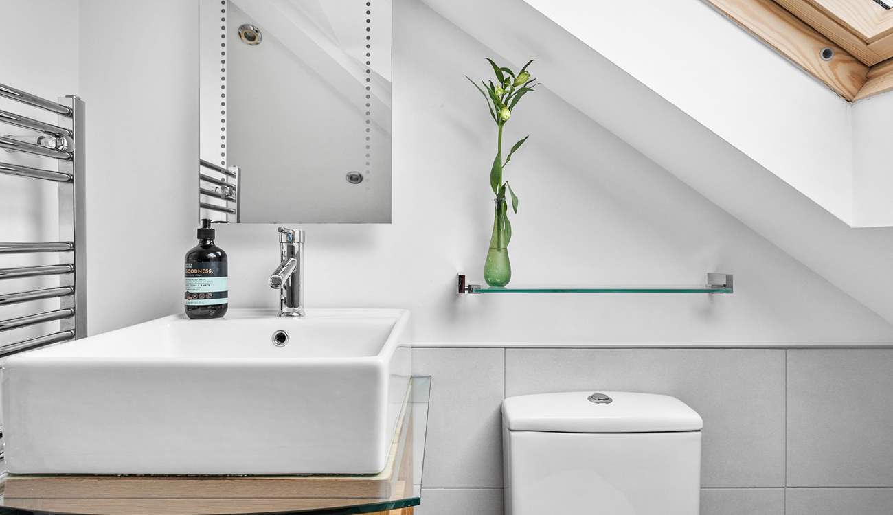 The bathroom is lovely and light.