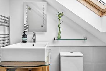 The bathroom is lovely and light.
