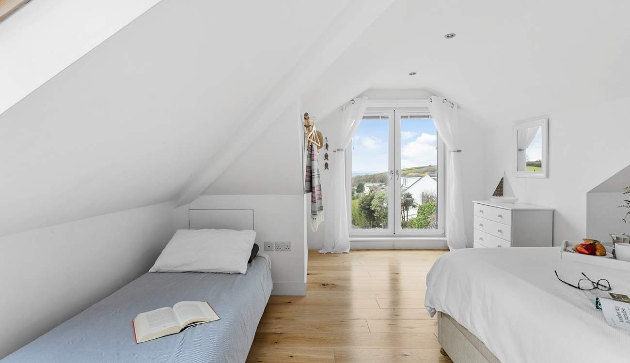 Bedroom 2 on the top floor has the option of a three foot bed. If not required, this makes for a wonderful chill out area.  Please be careful of the sloping ceiling. 