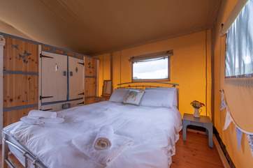 Proper beds in a tent!