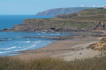 Widemouth Bay at low tide.