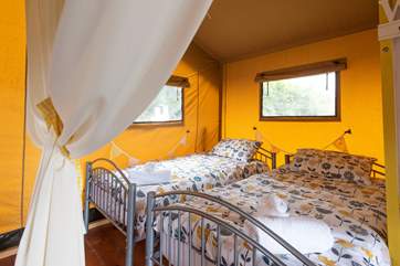 The cosy twin beds.