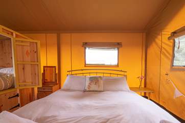 The comfortable double bed.