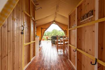 The living area leads to the bedrooms.