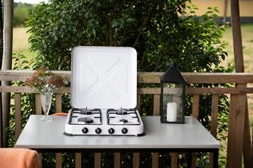 The camping gas hob on the deck is perfect for those warmer days, when you don't want to light the range.