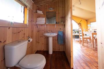 The spacious shower-room has a WC and wash-basin.