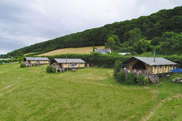 The ultimate glamping getaway! Celandine is the middle tent but there is plenty of space between the tents.
