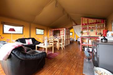 The spacious open plan living area.