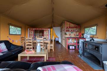 The living area leads through to the bedrooms.