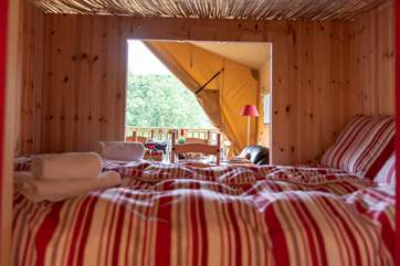 Looking through the double den bed.