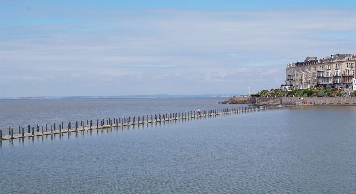 The north Somerset coast is an easy drive to the west. This is the boardwalk at Weston-super-Mare.