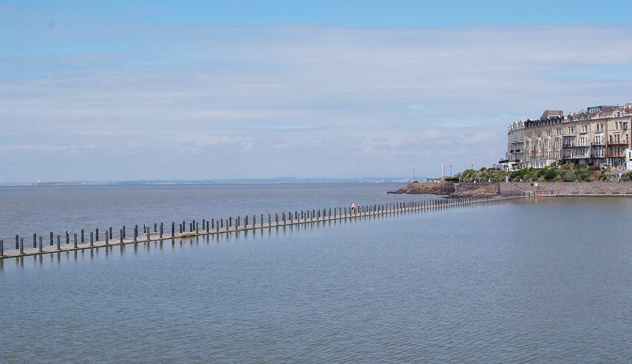The north Somerset coast is an easy drive to the west. This is the boardwalk at Weston-super-Mare.