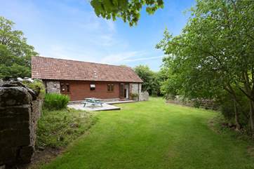There are gardens on two sides of Ashey Barn, with a patio-area for eating outside if you wish. This is a very private setting.