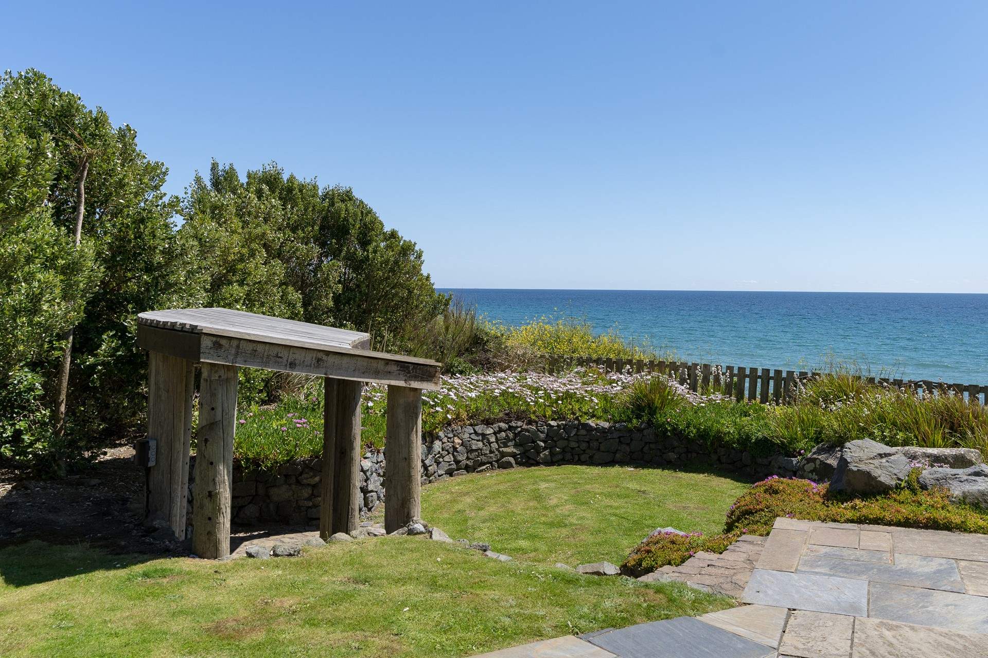 The lovely garden overlooking the sea.