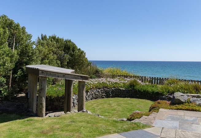 The lovely garden overlooking the sea.