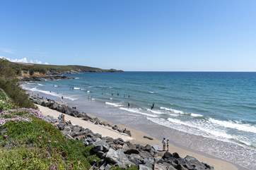 Perranuthnoe Beach at the end of the terrace.