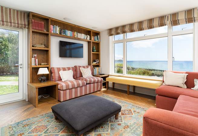 The living room has quite a special view out to sea.