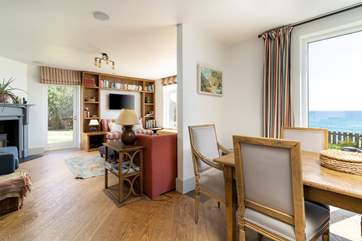 The dining and living area looking out to sea.