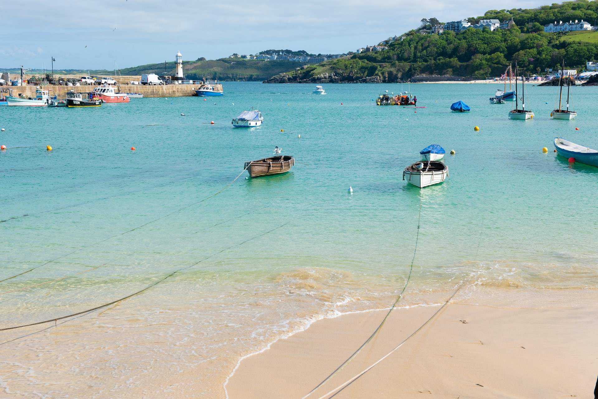 The turquoise waters in St Ives.
