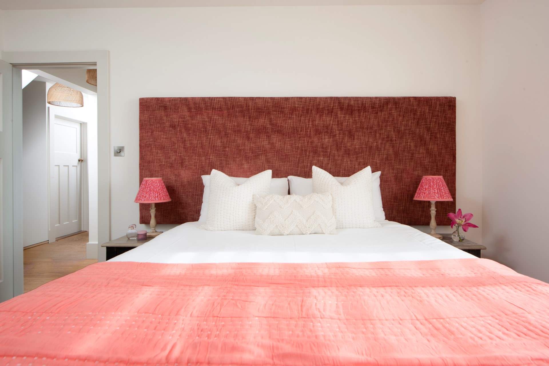 The super-king 'zip and link' in bedroom 1, so pretty in pink.