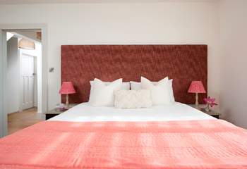 The super-king 'zip and link' in bedroom 1, so pretty in pink.