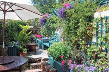 The sunny enclosed terrace.
