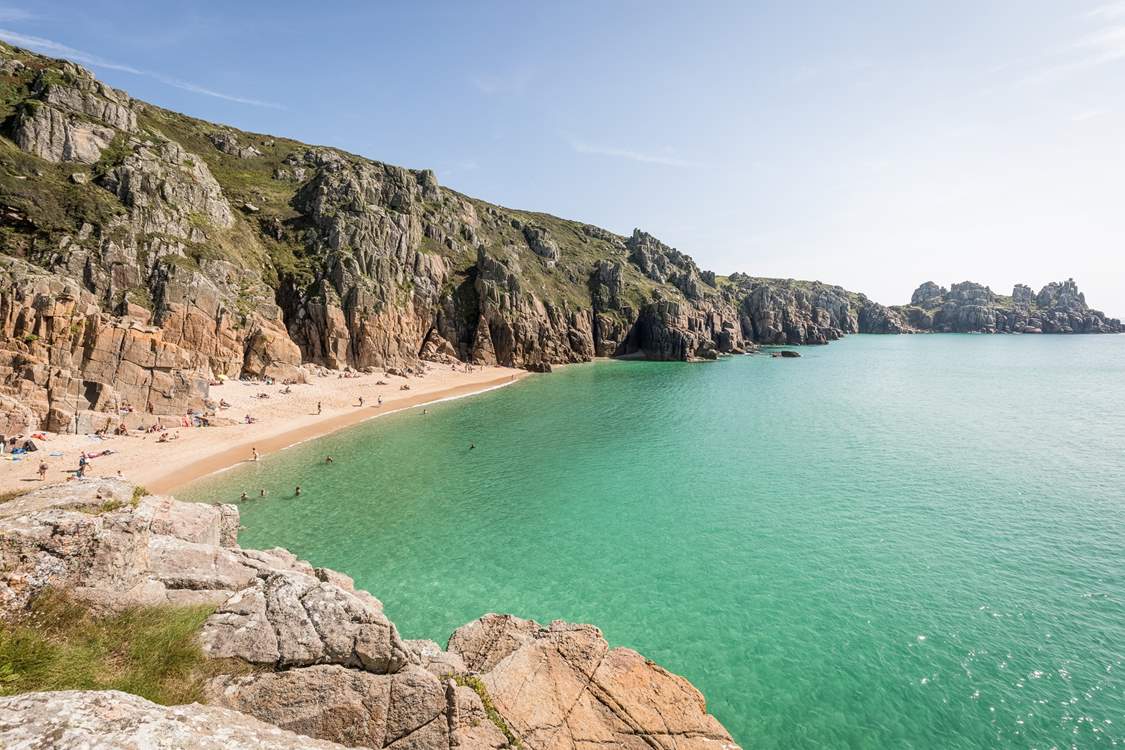 Porthcurno, a short drive away.