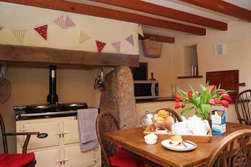 The warming Aga in the kitchen.