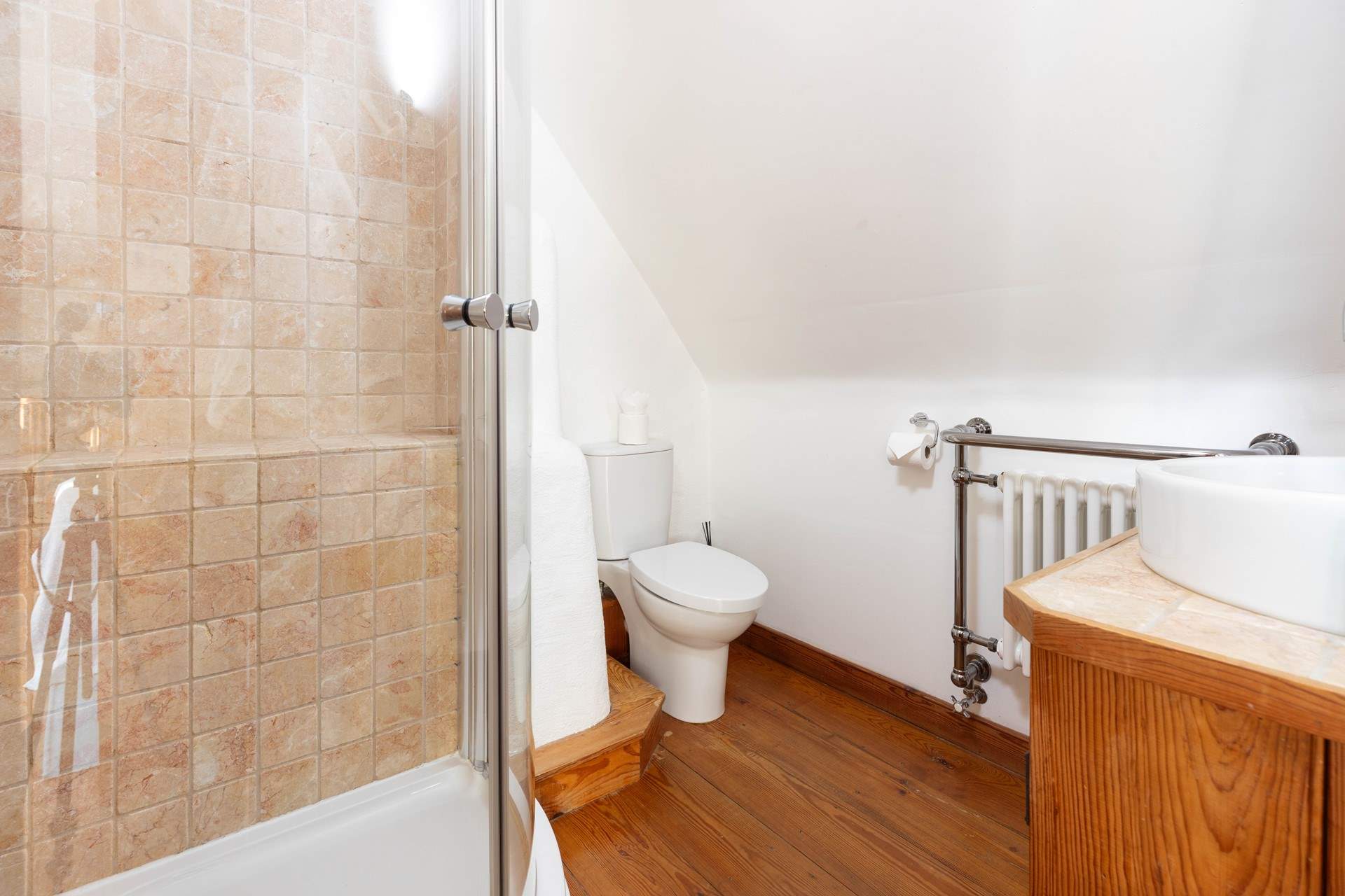 The modern en suite bathroom.