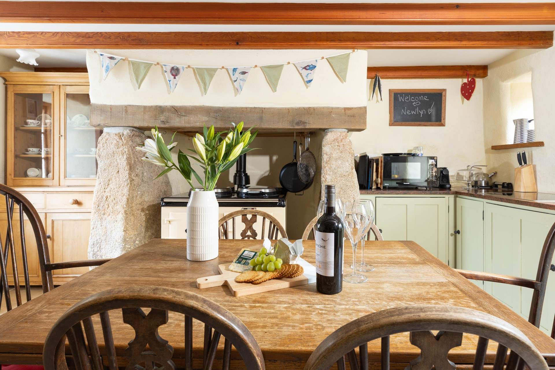 The warming Aga in the kitchen.