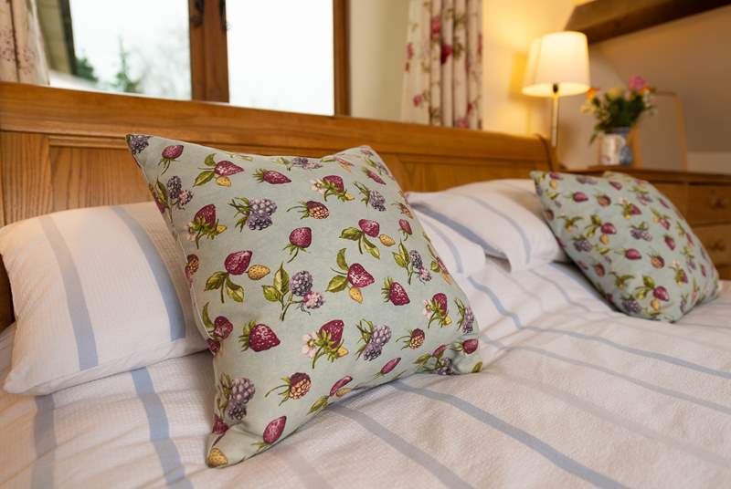 Lovely linens and welcoming touches will make you feel at home