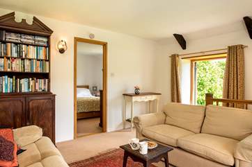 French doors open to the garden.