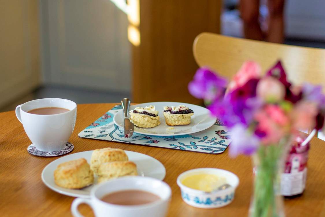 Enjoy a Cornish cream tea, jam first of course!