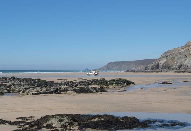 Porthtowan beach, a wonderful family beach for swimming, surfing, rock-pooling and sandcastle building.