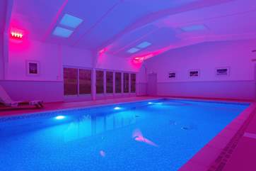 The 15m heated indoor pool is just a short walk away and has a colour-changing light system - fabulous at night!