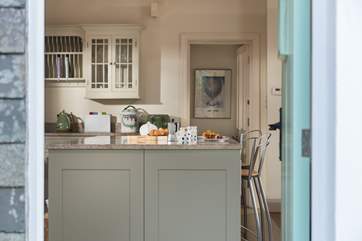 Looking through the front door into the open plan living-room.