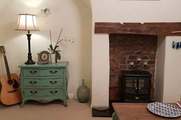 The living-room has a little electric wood-burner effect stove which helps warm the room on those colder nights.