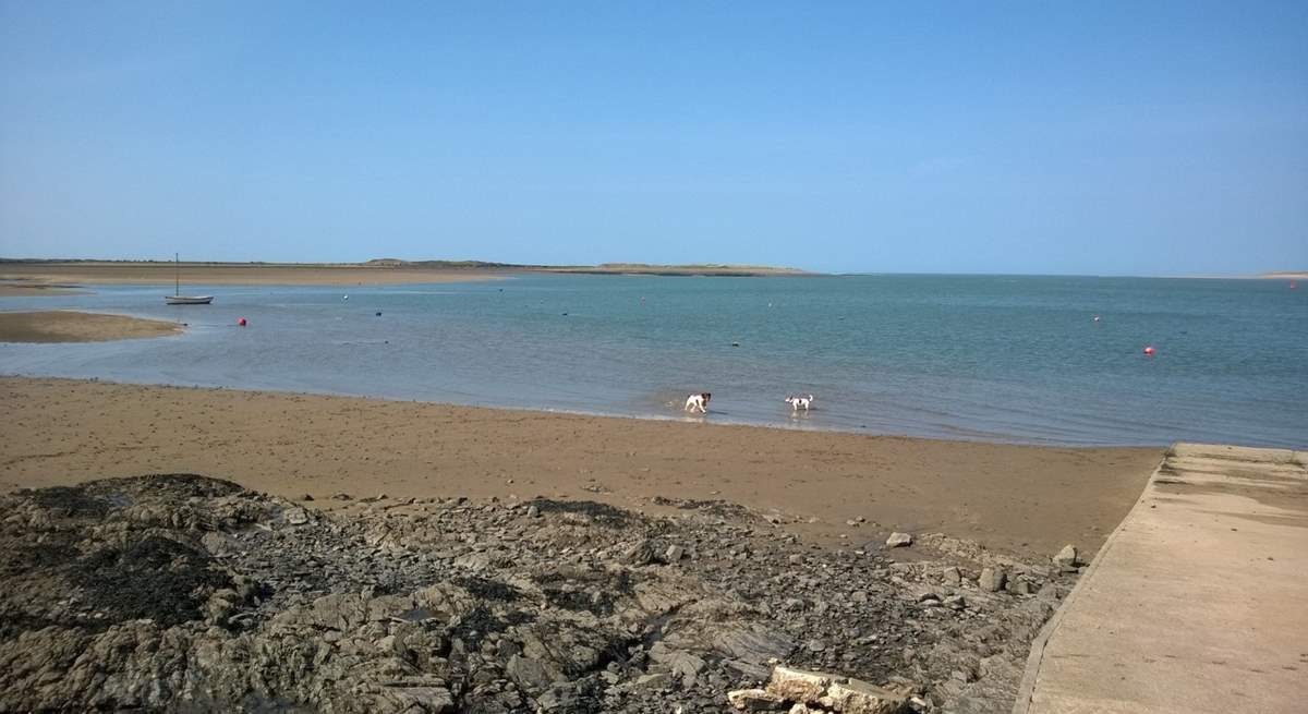 A few hundred yards away you can stroll down the slipway at low tide for a sandy stretch of beach for your four-legged friend and children to enjoy.