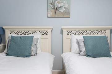 The comfy beds have luxury linens for a great night's sleep.