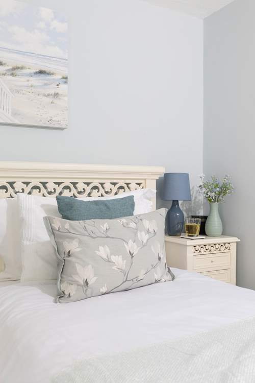 The comfy beds have luxury linens for a great night's sleep.