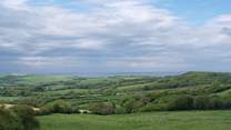 This is the view towards the coast from the top of the lane leading to Sturthill Stable.