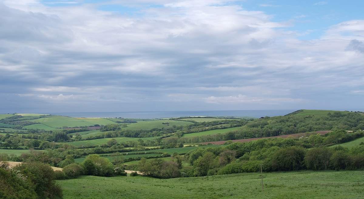 This is the view towards the coast from the top of the lane leading to Sturthill Stable.