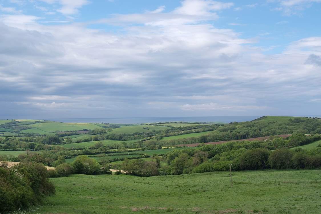 This is the view towards the coast from the top of the lane leading to Sturthill Stable.