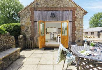 The view from your sunny patio. The farm buildings are visible here on the right hand side.