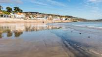 Sandy beaches stretch out at Lyme Regis.